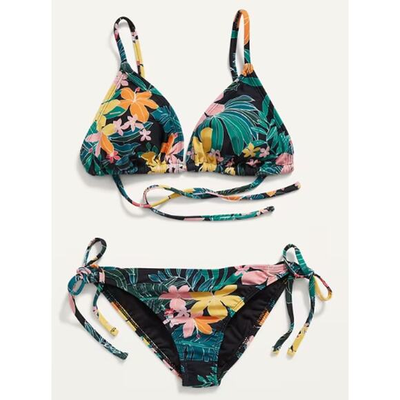 Old Navy Green Floral String Bikini 2-Piece Swim Set NEW Womens XL - Picture 3 of 5